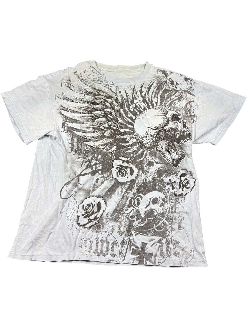 MMA Elite Tapout Style Skull Wings Roses Y2K T-Shirt